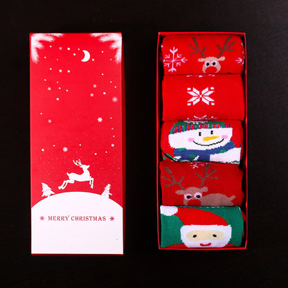 Christmas Pure Cotton Medium Tube Socks Gift Box