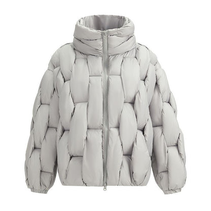 Plus Size Woven Twisted Down Cotton-padded Jacket