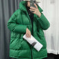 Women's Mid-length Hooded Loose Thick White Duck Down Winter Coat