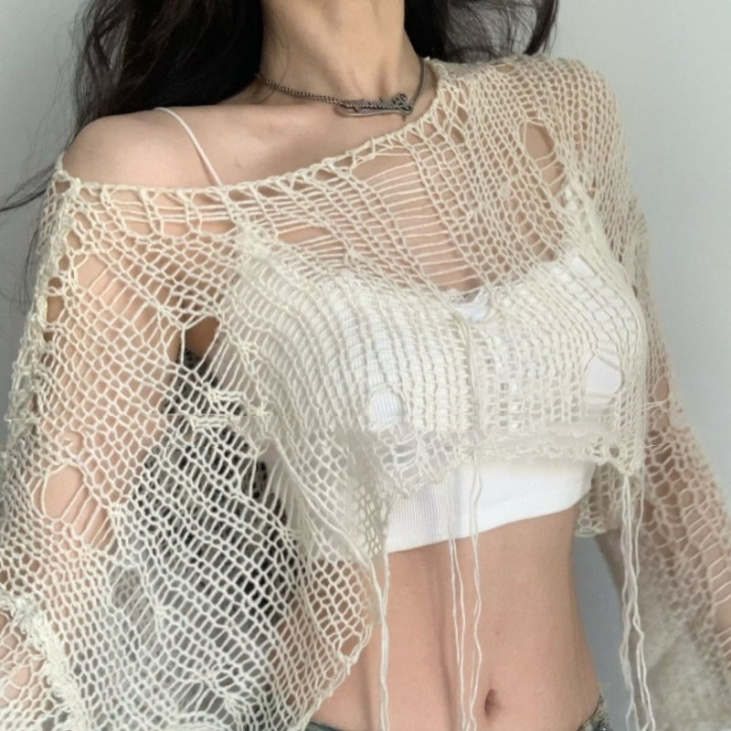 Street Style Hollow Out See-through Knitwear For Women