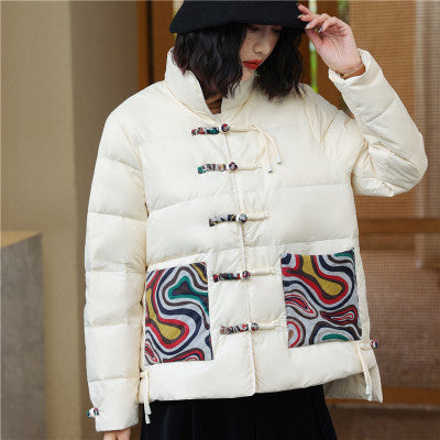 Chinese Retro Down Jacket Women's Stand Collar