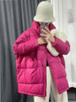 Women's Mid-length Hooded Loose Thick White Duck Down Winter Coat