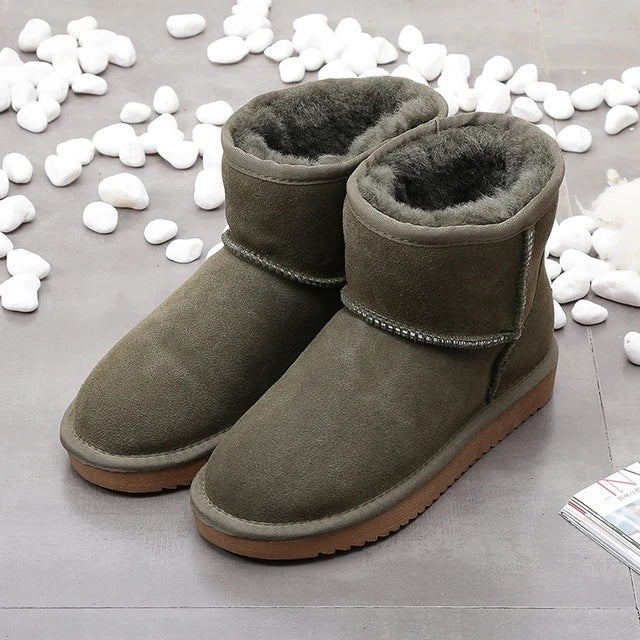 Women's Snow Short Flat Bottom Fleece-lined Cotton Boots