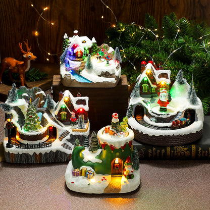 Christmas Rotating Resin Luminous Music Box Ornaments