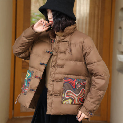 Chinese Retro Down Jacket Women's Stand Collar