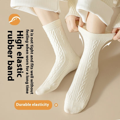 Autumn And Winter Mid-calf Boneless Thickened Solid Color Women's Cotton Socks