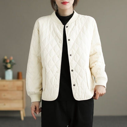 Cotton Coat Women's Autumn And Winter Rhombic Quilted Thin And Lightweight Cotton-padded Jacket