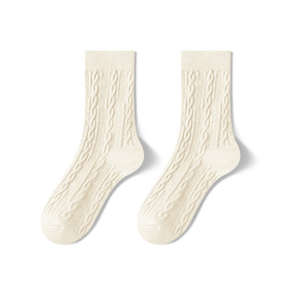 Autumn And Winter Mid-calf Boneless Thickened Solid Color Women's Cotton Socks