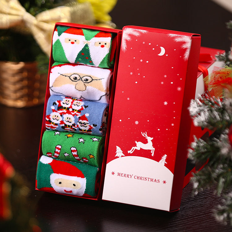 Christmas Pure Cotton Medium Tube Socks Gift Box