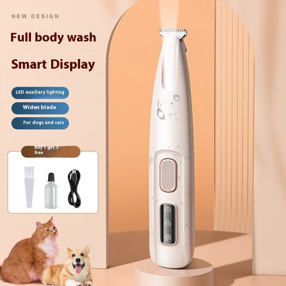 Pets Dog Paw Trimmer With LED Light Fully Waterproof Pet Hair Trimmer With LED Display Dog Clippers For Grooming Widen Blade