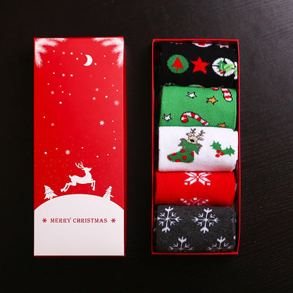 Christmas Pure Cotton Medium Tube Socks Gift Box