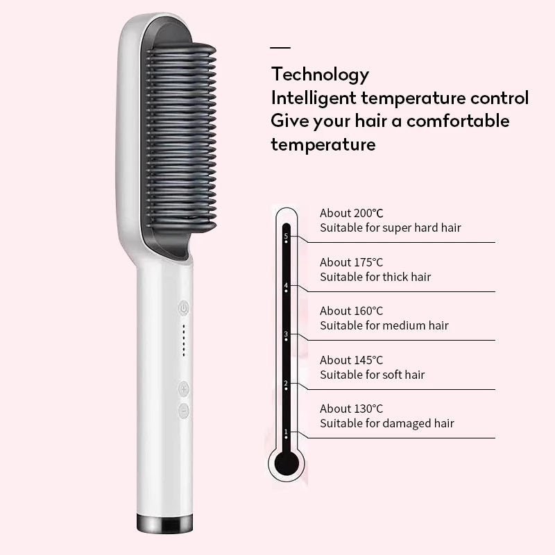 New 2 In 1 Hair Straightener Hot Comb Negative Ion Curling Tong Dual-purpose Electric Hair Brush