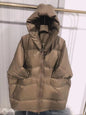 Women's Mid-length Hooded Loose Thick White Duck Down Winter Coat