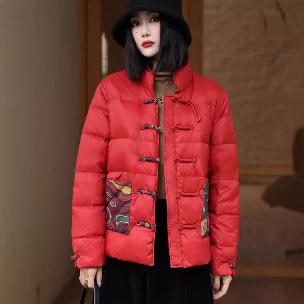 Chinese Retro Down Jacket Women's Stand Collar