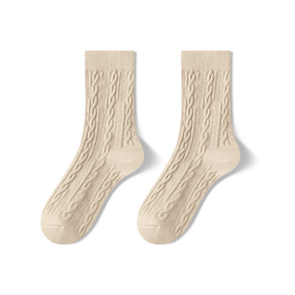 Autumn And Winter Mid-calf Boneless Thickened Solid Color Women's Cotton Socks