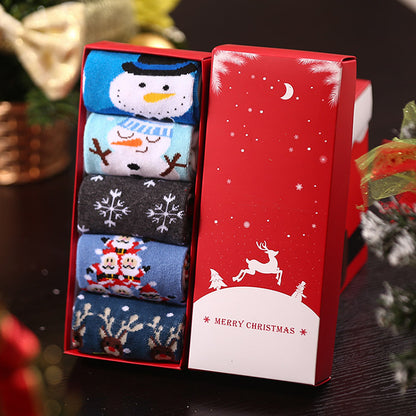 Christmas Pure Cotton Medium Tube Socks Gift Box