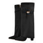 Pointed Toe Large Tube Circumference Straight Metal Buckle Long Tube Boots