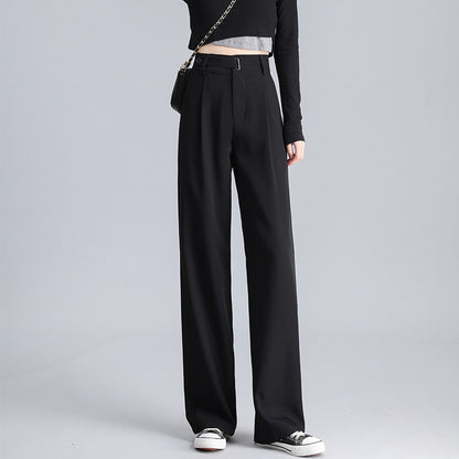 Spring And Autumn High Waist Drooping Narrow Wide-leg Pants