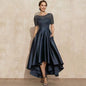 New Lace Short Front And Long Back Navy Blue Fashion Toast Party Dress