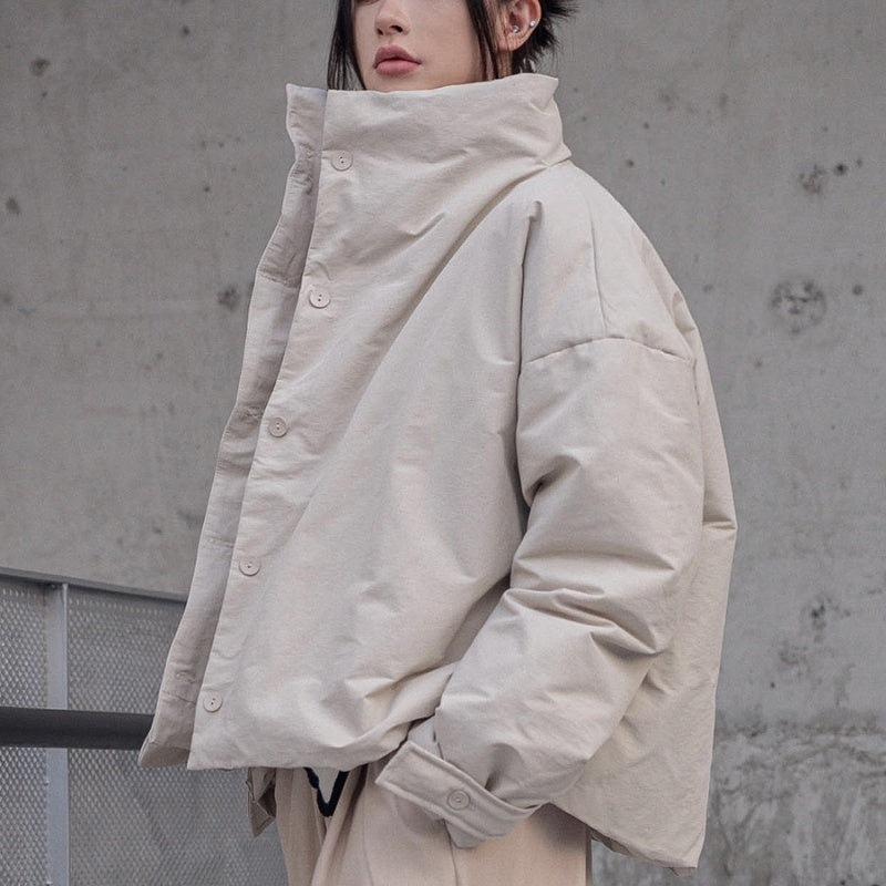 Winter New Stand Collar Loose Cotton Coat Women