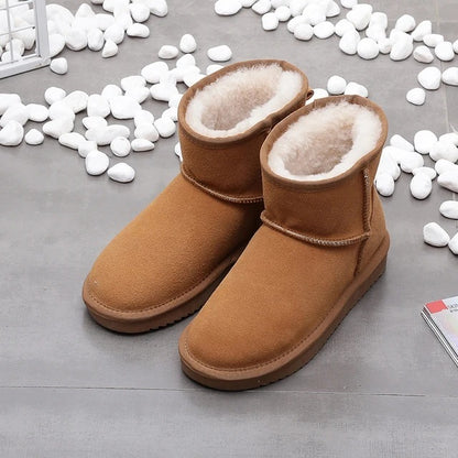 Women's Snow Short Flat Bottom Fleece-lined Cotton Boots