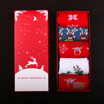 Christmas Pure Cotton Medium Tube Socks Gift Box