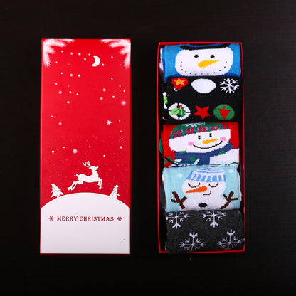 Christmas Pure Cotton Medium Tube Socks Gift Box