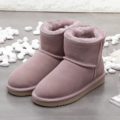 Women's Snow Short Flat Bottom Fleece-lined Cotton Boots