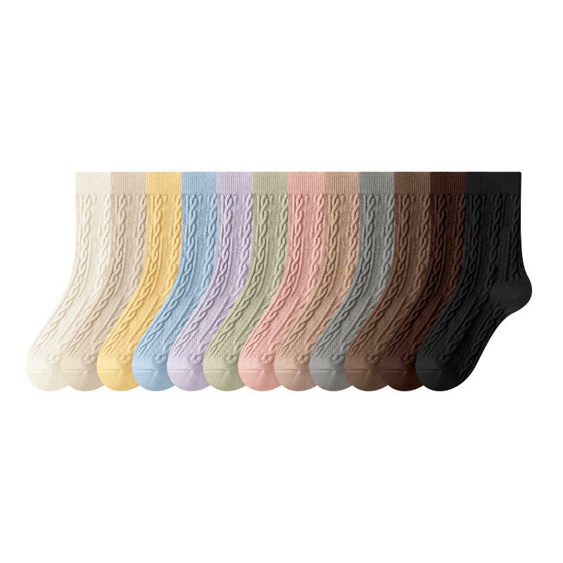 Autumn And Winter Mid-calf Boneless Thickened Solid Color Women's Cotton Socks