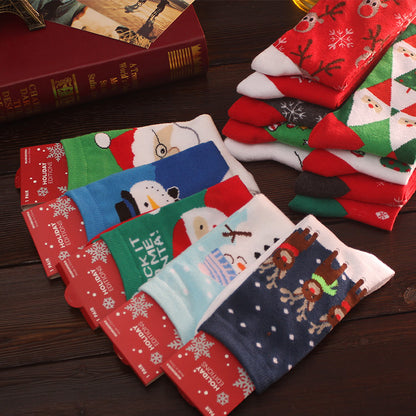 Christmas Pure Cotton Medium Tube Socks Gift Box