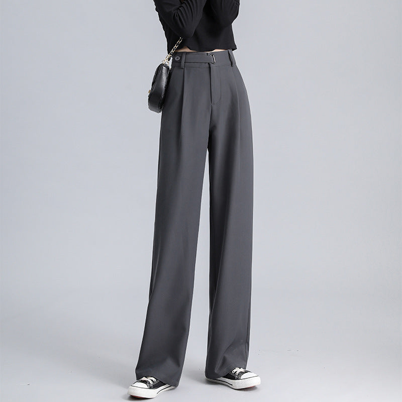 Spring And Autumn High Waist Drooping Narrow Wide-leg Pants